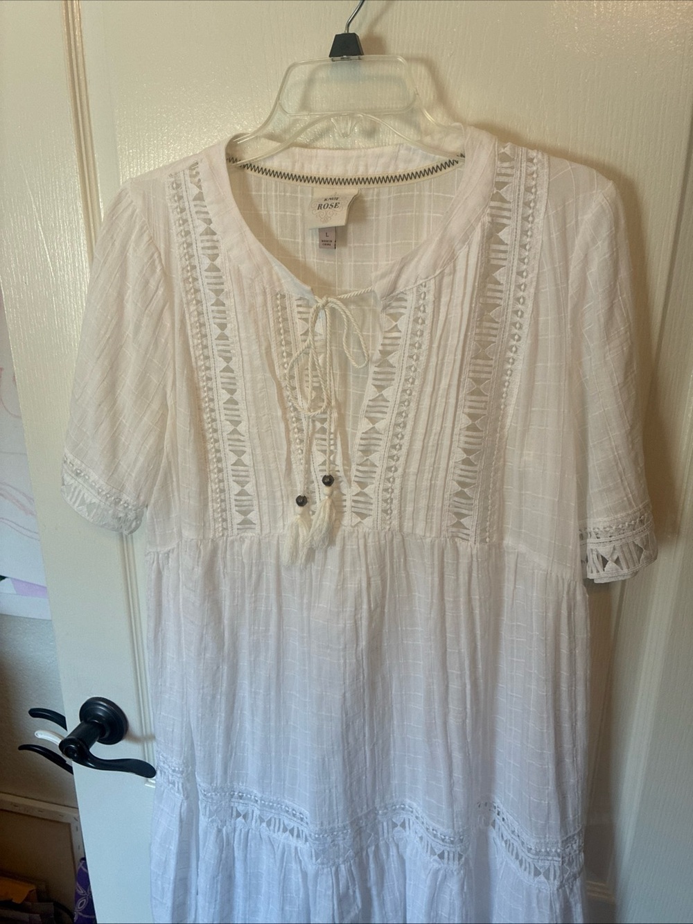 Knox Rose White Lace-Trim Peasant Tunic